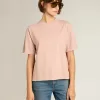 Poederroze T-shirt met omgekeerd logo op de achterkant – Jersey Capsule