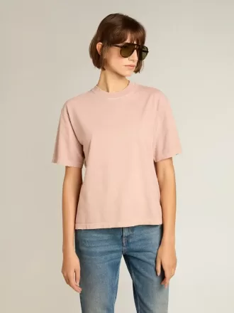 Poederroze T-shirt met omgekeerd logo op de achterkant – Jersey Capsule