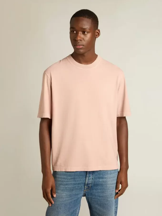 Poederroze T-shirt met omgekeerd logo op de achterkant – Jersey Capsule