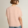 Poederroze T-shirt met omgekeerd logo op de achterkant – Jersey Capsule