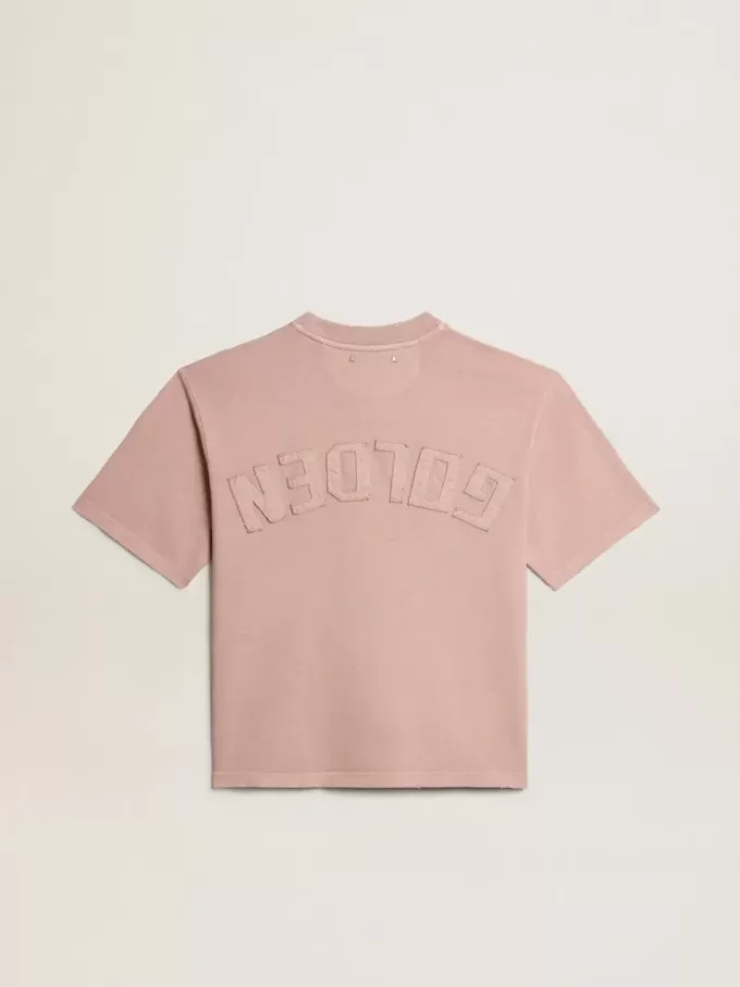 Poederroze T-shirt met omgekeerd logo op de achterkant – Jersey Capsule