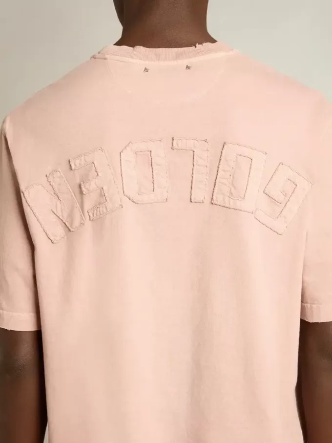 Poederroze T-shirt met omgekeerd logo op de achterkant – Jersey Capsule