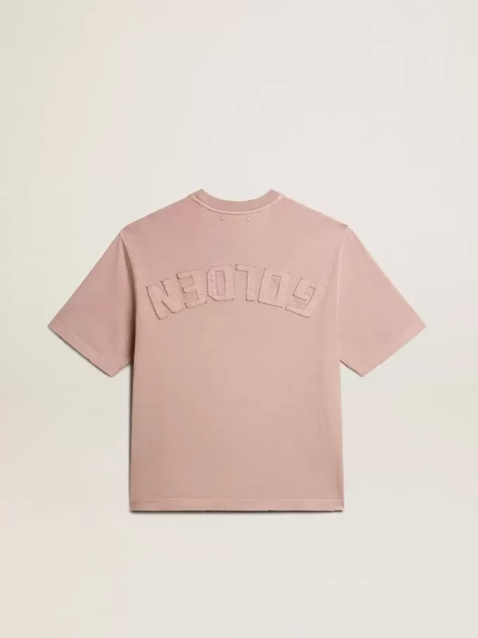 Poederroze T-shirt met omgekeerd logo op de achterkant – Jersey Capsule