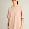 Poederroze T-shirt met omgekeerd logo op de achterkant – Jersey Capsule