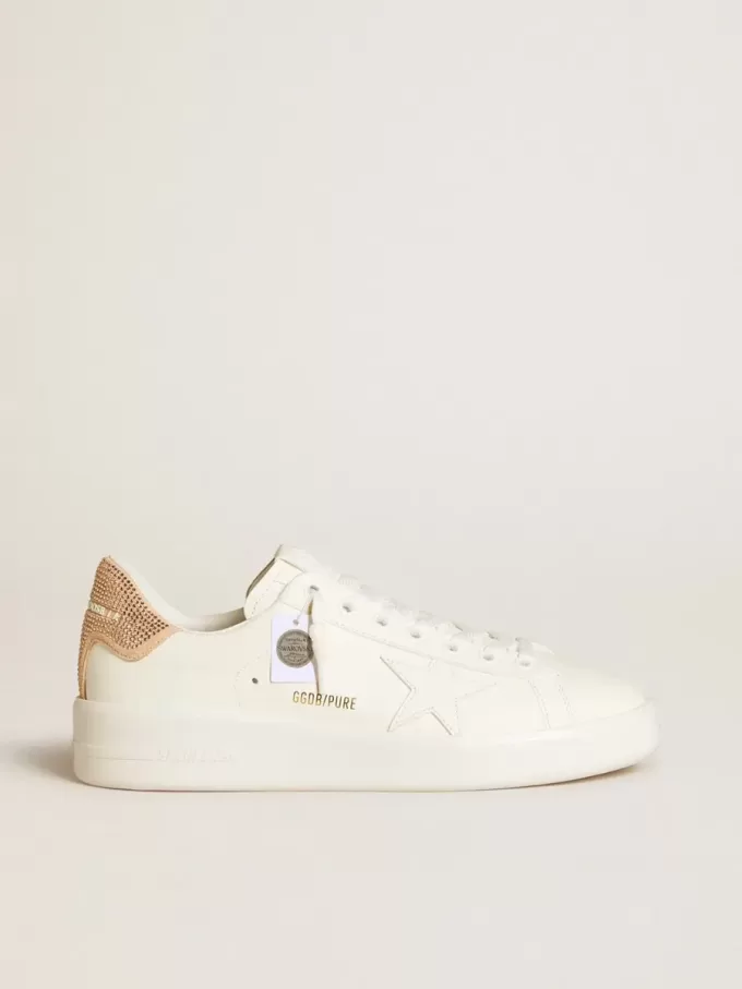 Purestar met leren ster en suède hielstuk met Swarovski-kristallen