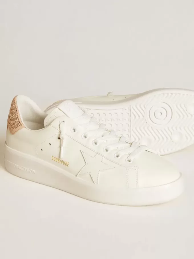 Purestar met leren ster en suède hielstuk met Swarovski-kristallen
