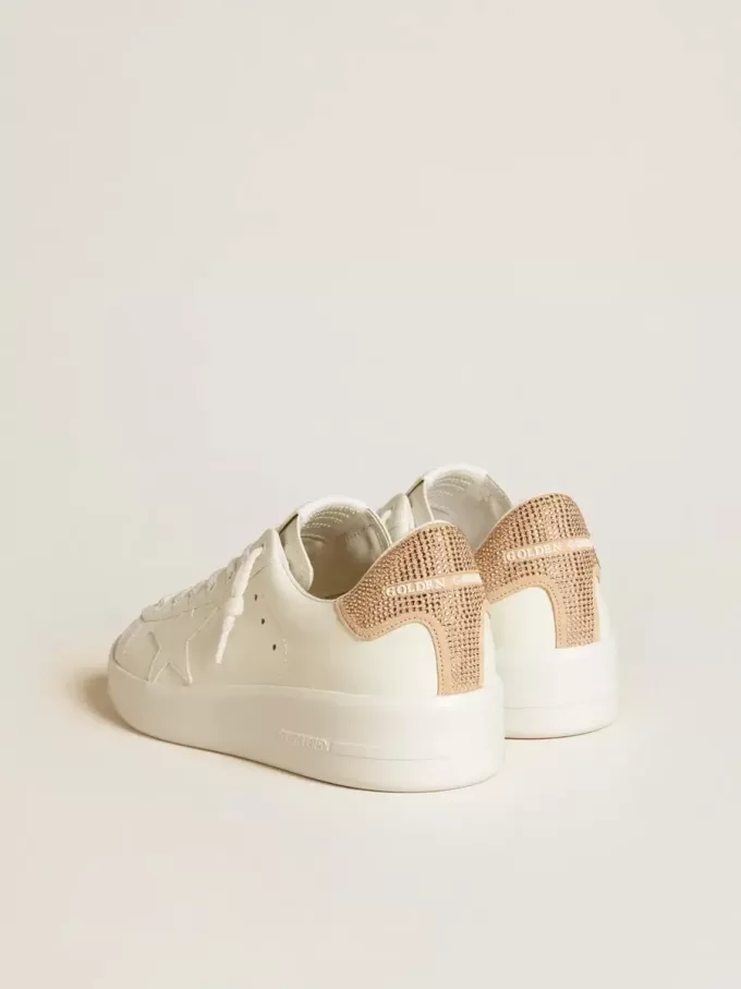 Purestar met leren ster en suède hielstuk met Swarovski-kristallen