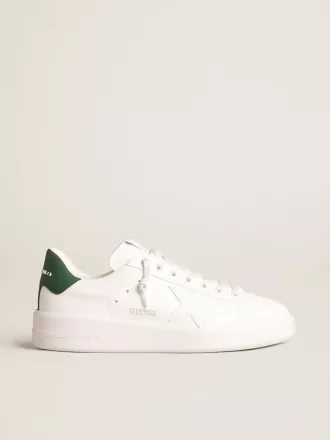 Purestar met witte bio-based ster en matgroene leren hiellip.