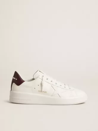 Purestar met witte leren ster en pruimkleurige leren hiellip