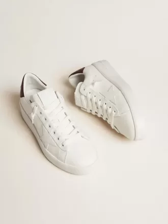 Purestar met witte leren ster en pruimkleurige leren hiellip