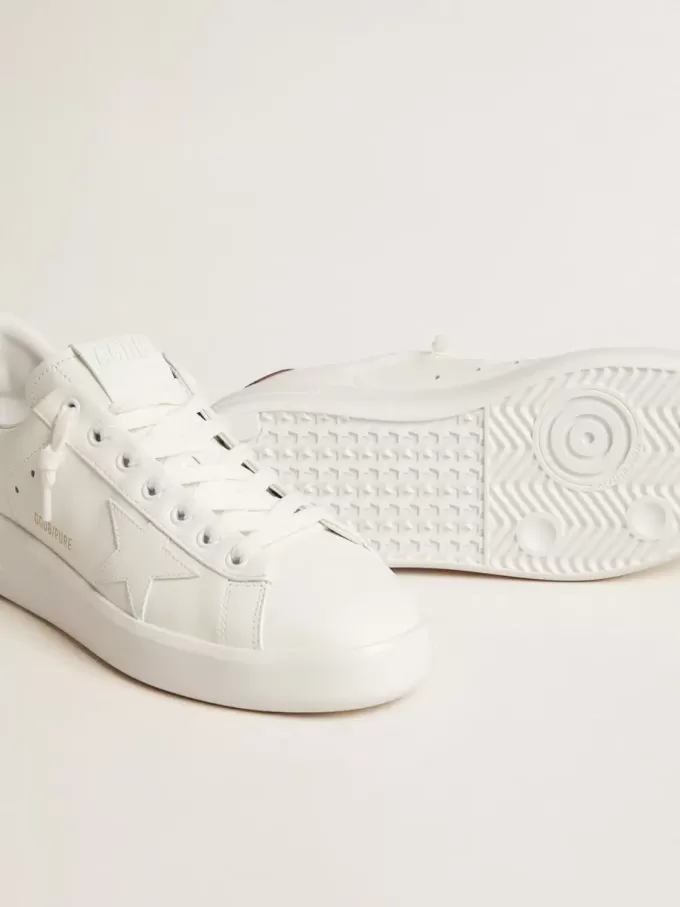 Purestar met witte leren ster en pruimkleurige leren hiellip