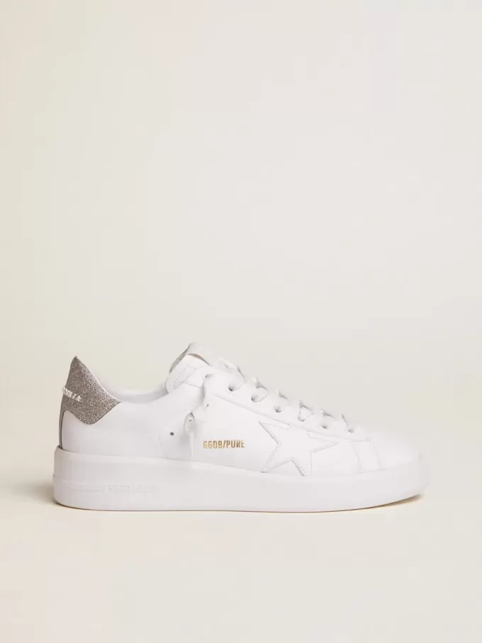 Purestar sneakers voor dames met glinsterende zilveren hielband