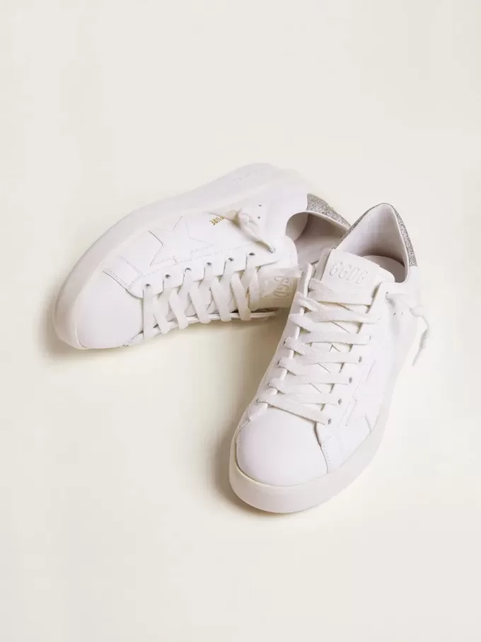Purestar sneakers voor dames met glinsterende zilveren hielband