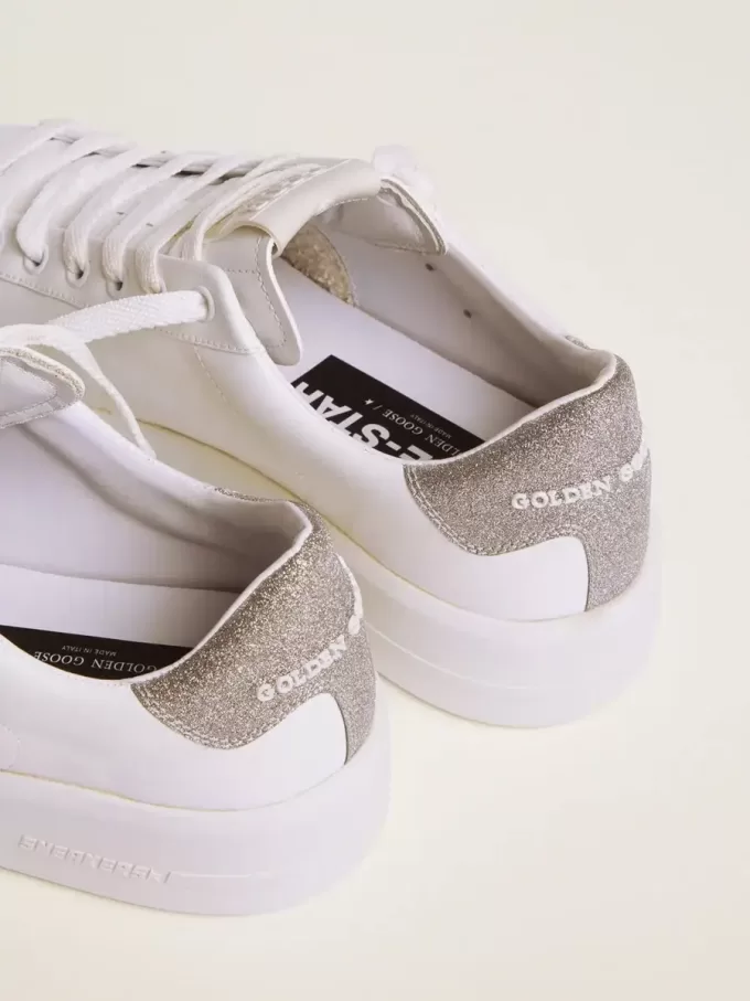 Purestar sneakers voor dames met glinsterende zilveren hielband