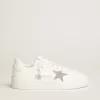 Purestar voor dames in wit leer met zilveren Swarovski-kristallen ster