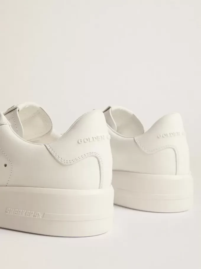 Purestar voor dames in wit leer met zilveren Swarovski-kristallen ster