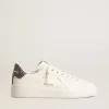 Purestar voor dames met witte leren ster en antraciet glitter hielbandje