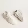 Purestar voor dames met witte leren ster en antraciet glitter hielbandje