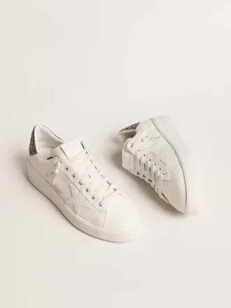 Purestar voor dames met witte leren ster en antraciet glitter hielbandje