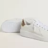 Purestar voor dames met witte leren ster en bruine kristallen hielband