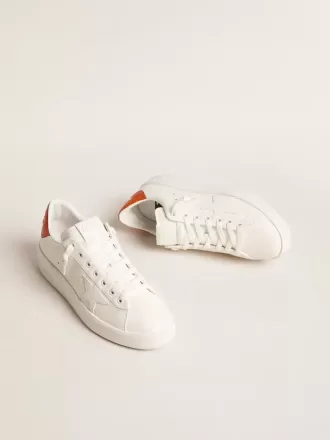 Purestar voor dames met witte leren ster en oranje hielstuk