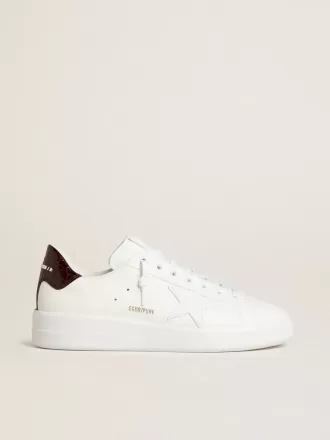 Purestar voor heren met witte leren ster en bordeauxrode haklip met krokodillenprint