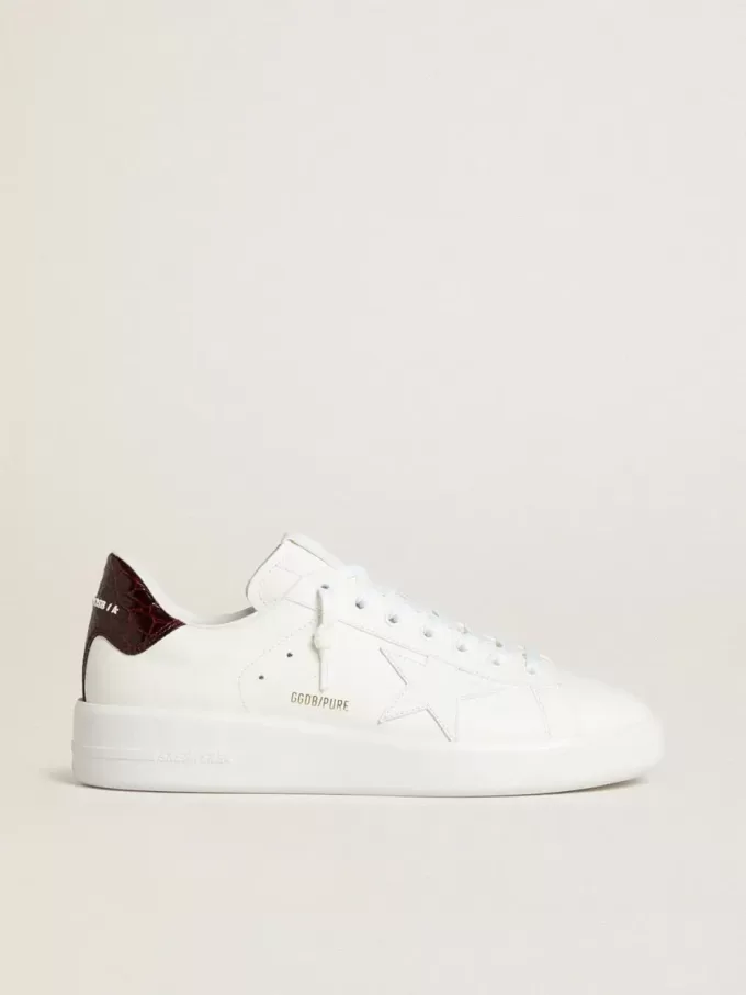 Purestar voor heren met witte leren ster en bordeauxrode haklip met krokodillenprint