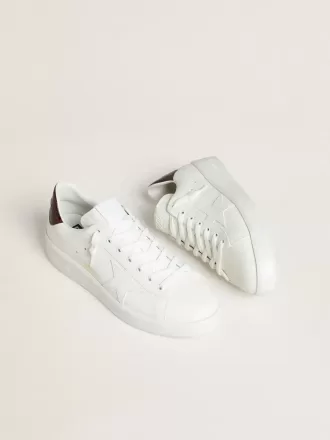 Purestar voor heren met witte leren ster en bordeauxrode haklip met krokodillenprint