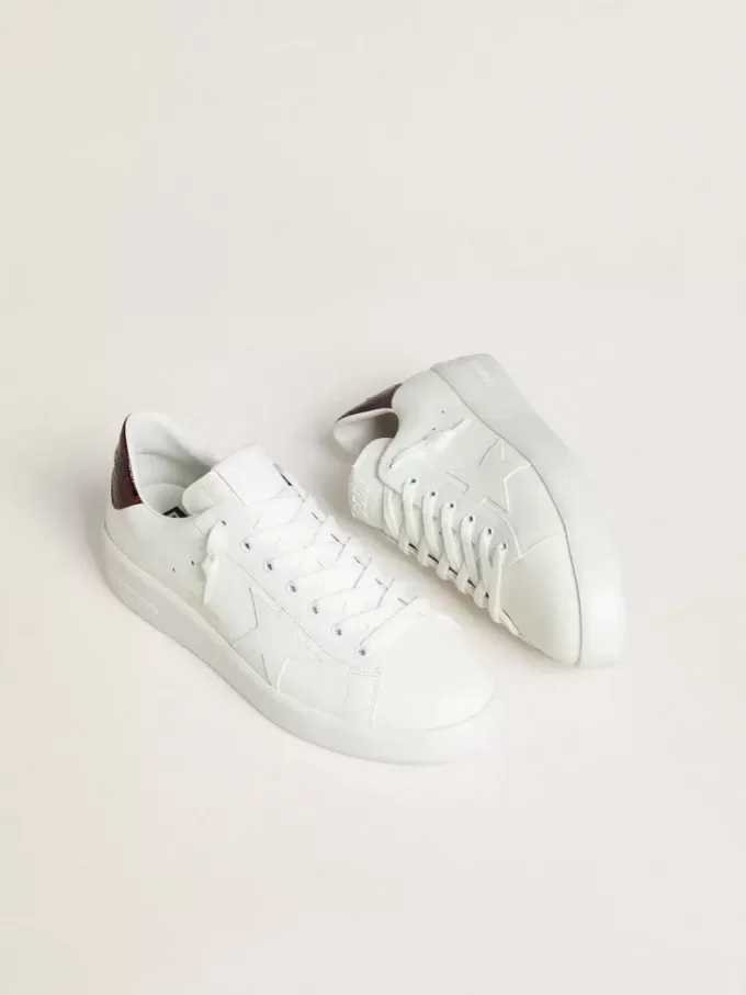 Purestar voor heren met witte leren ster en bordeauxrode haklip met krokodillenprint