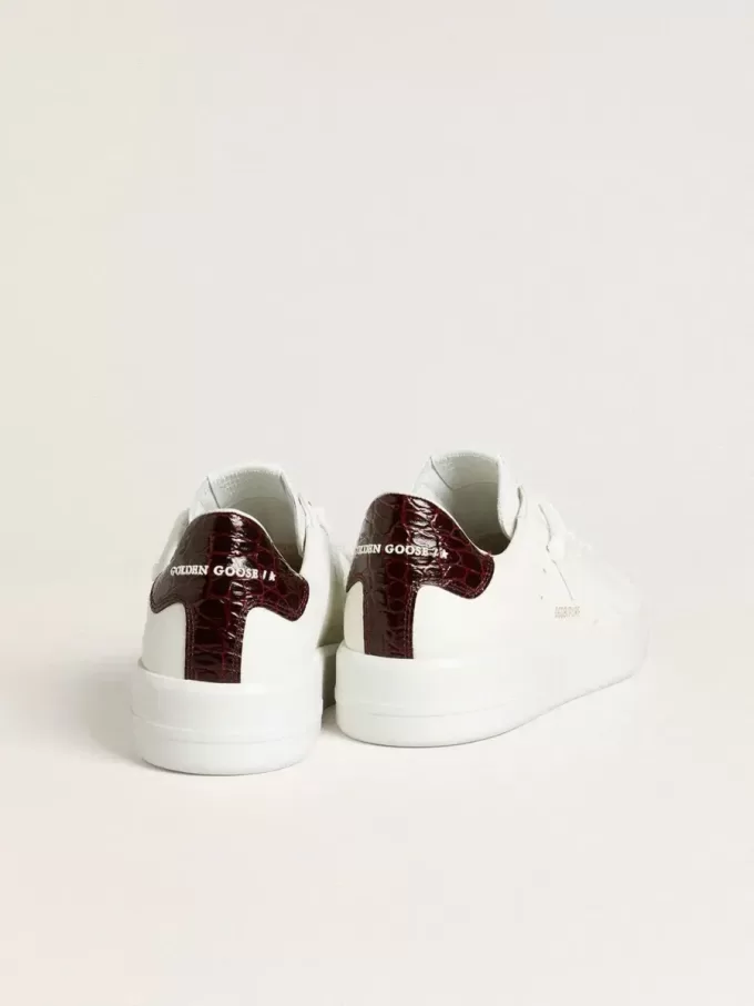 Purestar voor heren met witte leren ster en bordeauxrode haklip met krokodillenprint