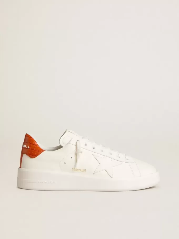 Purestar voor heren met witte leren ster en oranje hielstuk