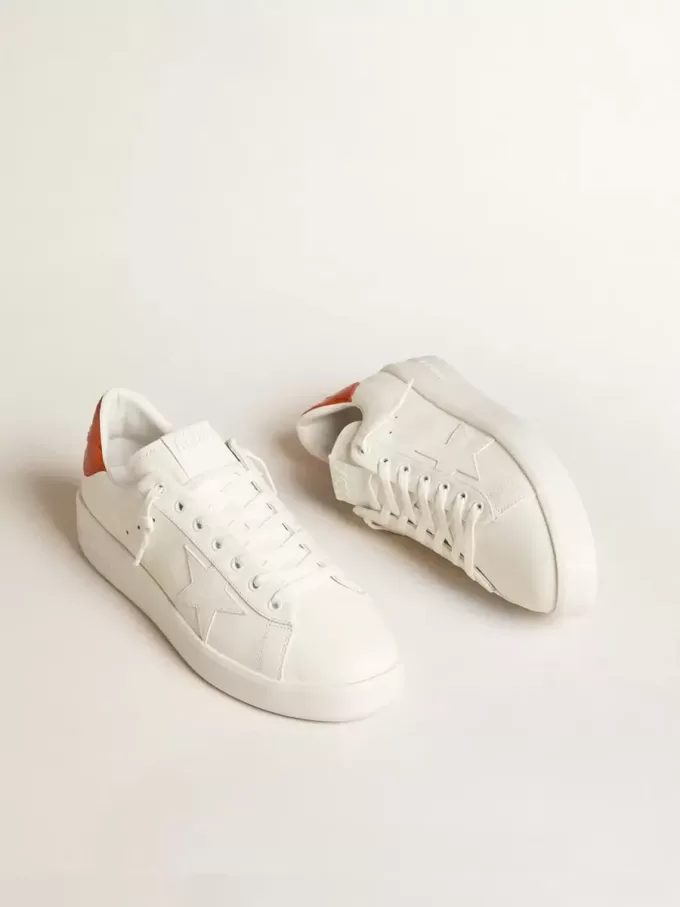 Purestar voor heren met witte leren ster en oranje hielstuk