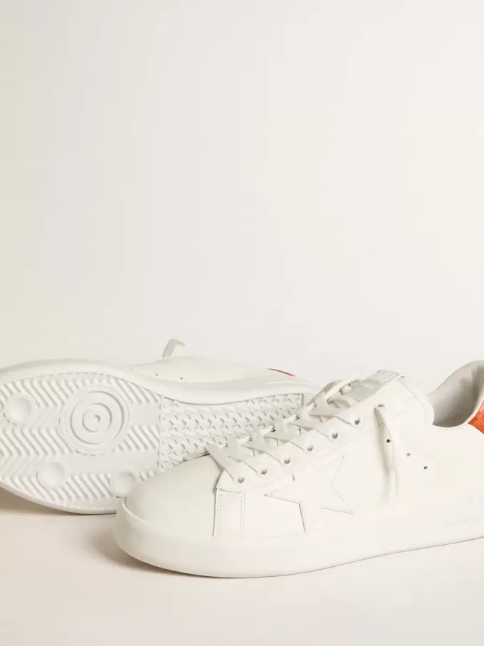 Purestar voor heren met witte leren ster en oranje hielstuk