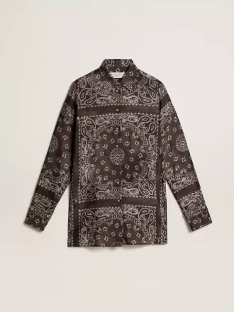 Pyjamahemd in antracietgrijs met paisleyprint