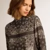 Pyjamahemd in antracietgrijs met paisleyprint