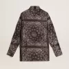 Pyjamahemd in antracietgrijs met paisleyprint