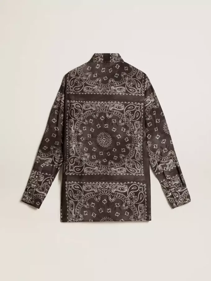Pyjamahemd in antracietgrijs met paisleyprint