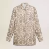 Pyjamahemd voor dames van zijdemix met bloemenprint