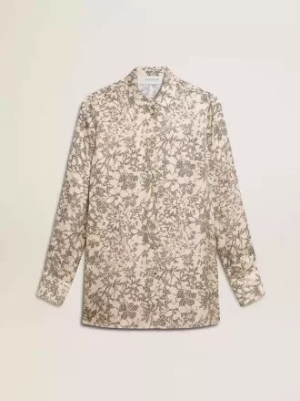 Pyjamahemd voor dames van zijdemix met bloemenprint