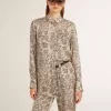 Pyjamahemd voor dames van zijdemix met bloemenprint