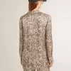 Pyjamahemd voor dames van zijdemix met bloemenprint