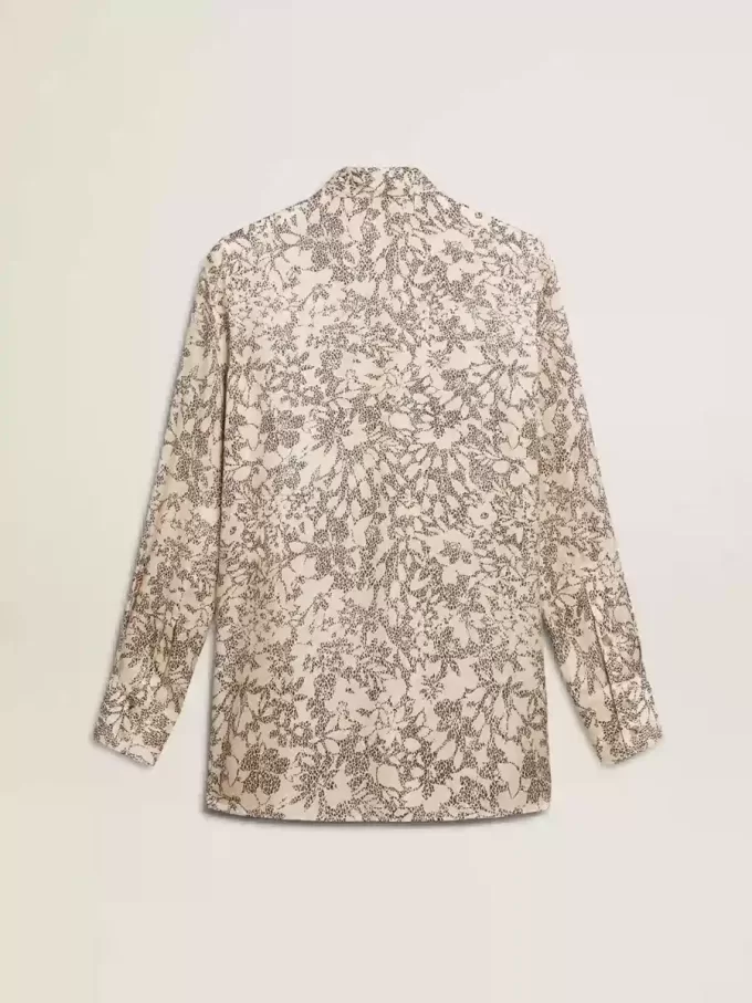 Pyjamahemd voor dames van zijdemix met bloemenprint