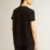 Regular fit distressed T-shirt voor dames in zwart