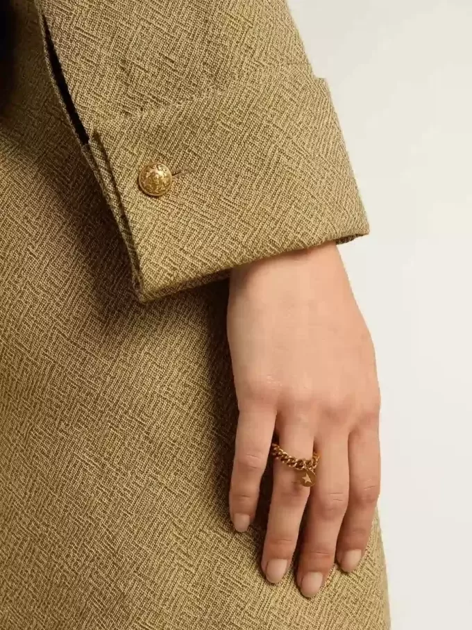 Ring in antiek goudkleur met flexibele schakels