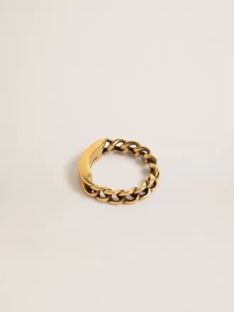 Ring in antiek goudkleur met regelmatige schakels