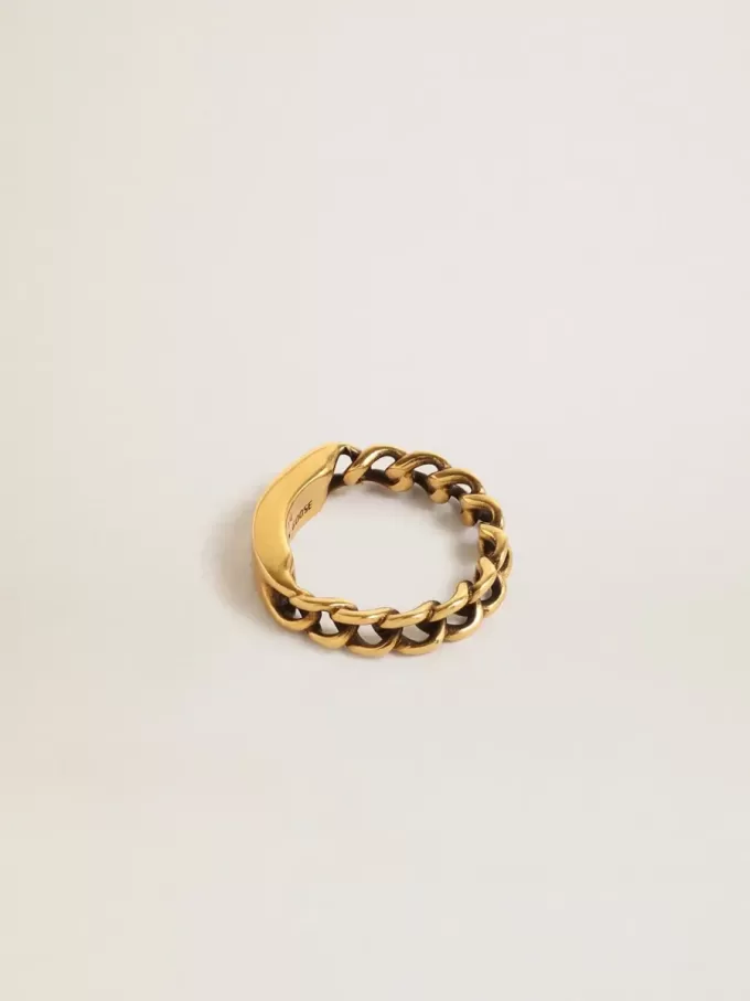 Ring in antiek goudkleur met regelmatige schakels