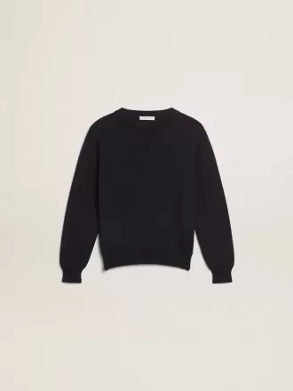 Ronde hals trui van donkerblauw katoen