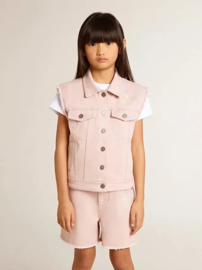 Roze denim vest voor meisjes
