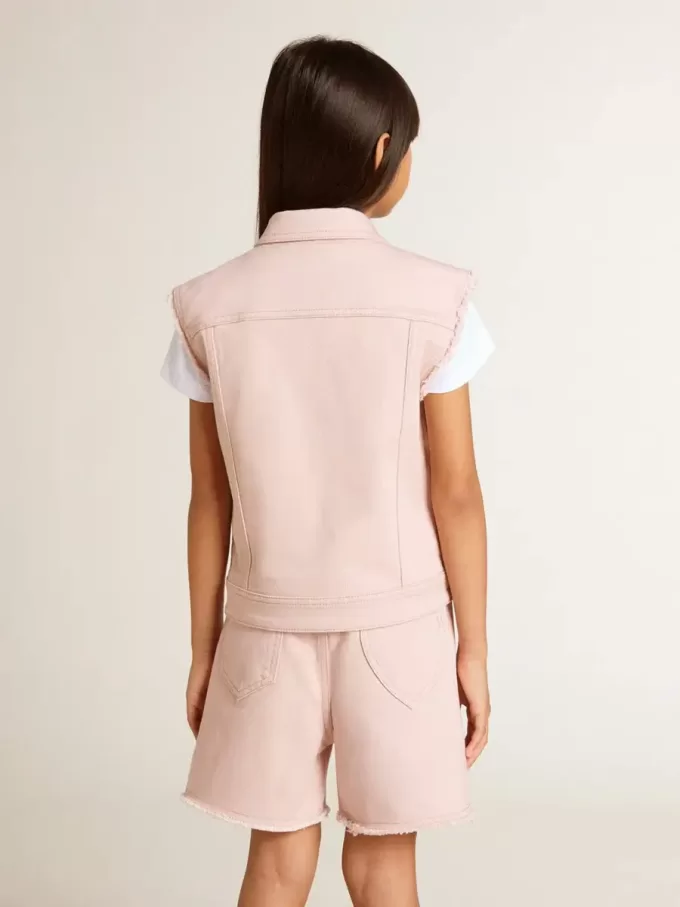 Roze denim vest voor meisjes