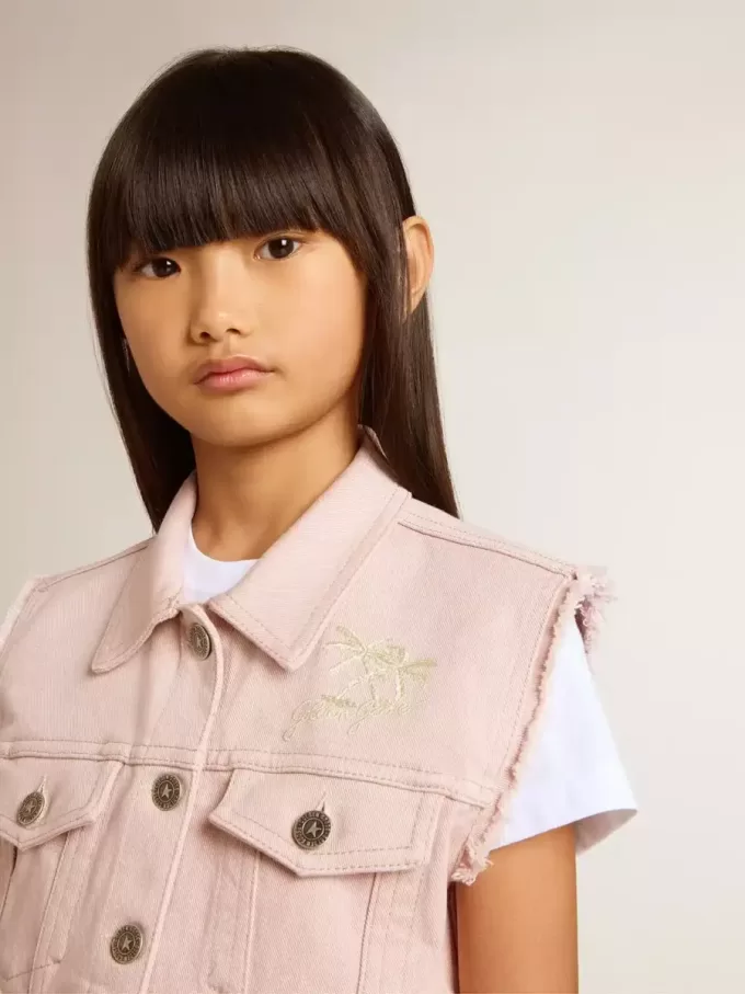Roze denim vest voor meisjes